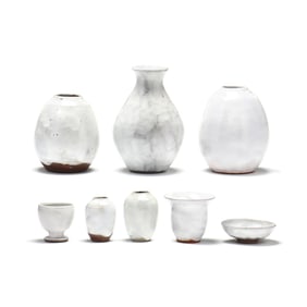 Jugtown Pottery (Seagrove, NC), Eight Pieces of Chinese White Pottery