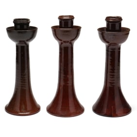 Ben Owen Master Potter (Seagrove, NC, 1905-1983), Three Candlesticks