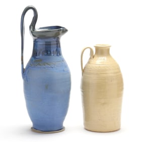 Fred Beane (1923-2014, Seagrove, NC), Two Pottery Vessels