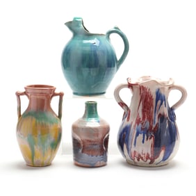 Four North Carolina Pottery Vessels, Attributed Cole Family