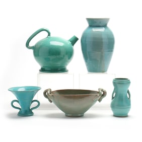 A Selection of NC Teal Glazed Pottery, attributed to J.B. Cole (Steeds, NC)