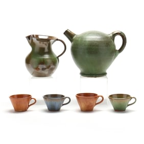 Attributed to J.B. Cole Pottery (Steeds, NC), Six Assorted Pieces