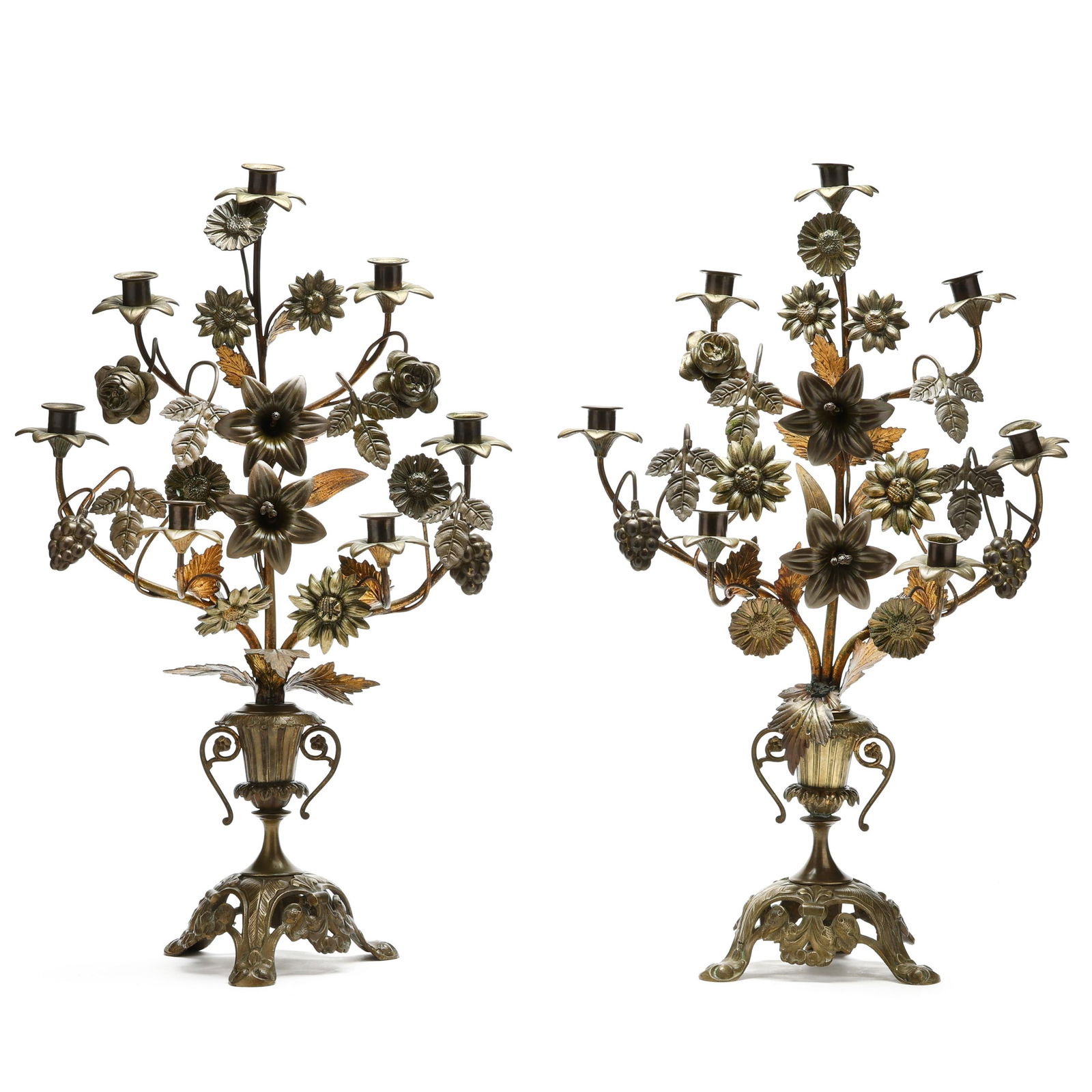 Pair of Brass Bouquet Candelabra