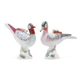 Two Crown Staffordshire Chinese Teal Birds