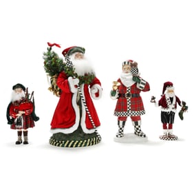 Four Mackenzie Childs Santa Figures