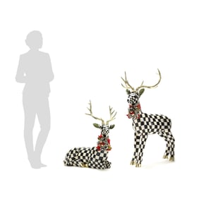 Two Large Mackenzie Childs Courtly Check Deer