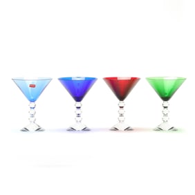 Baccarat, Four Multicolor Vega Martini Glasses
