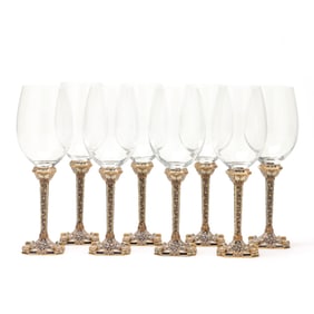Edgar Berebi, Twelve Costa Azul Stems with Eight Glass Wine Bowls