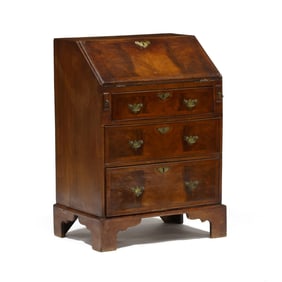 Edwardian Flame Mahogany Child's Slant Front Desk
