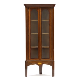 Georgian Style Inlaid Mahogany Diminutive Corner Cabinet