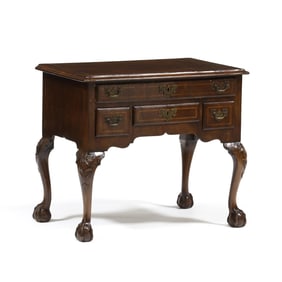 Irish Chippendale Style Inlaid Burl Wood Dressing Table
