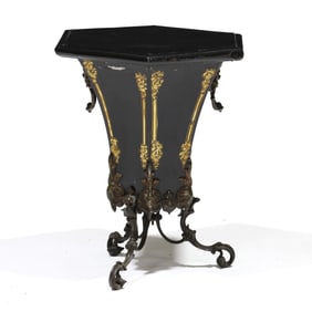Unusual Victorian Tole Lidded Side Table
