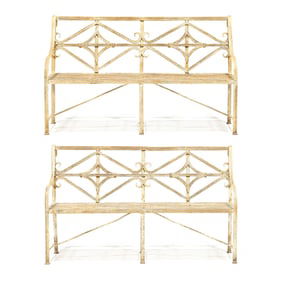 Pair of Wrought Iron Garden Benches