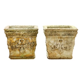 Large Pair of Classical Style Cast Stone Jardinieres