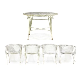 John Salterini, Zig-Zag Patio Table and Four Chairs