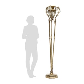 Fine Art Lamps, Neoclassical Style Gilt Metal and Prism Torchiere Floor Lamp