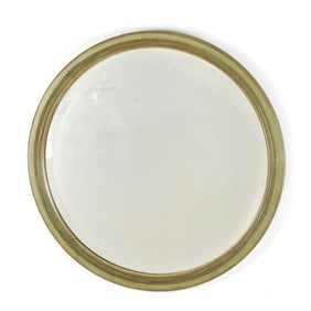 Vintage Carved and Green Painted Mirror in Tondo
