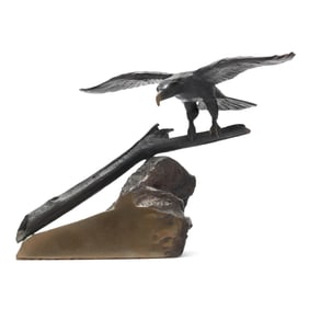 Attributed Jack Glover (American, 1924-2015), Bronze Model of a Perched Bird of Prey