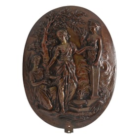 French Neoclassical Style Bronze Relief Plaque of Allegorical Theme