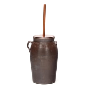 American Five Gallon Stoneware Churn, Stamped "BROWN POTTERY"