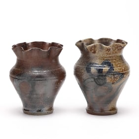 Stangl Stoneware (Flemington, NJ), Two Ruffled Rim Vases