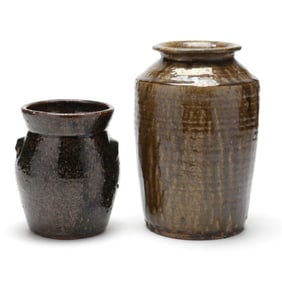 Group of Two Glazed Stoneware Crocks