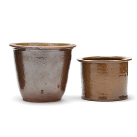 Two Antique Stoneware Crocks, including Penland's Pottery (Candler, NC)