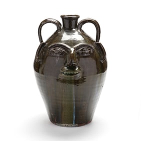 Burlon Craig (Lincoln County NC, 1914-2002), Large Double Handled Face Jug