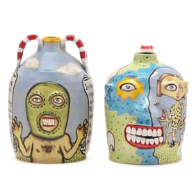 Stacy Lambert (NC), Two Folk Art Jugs