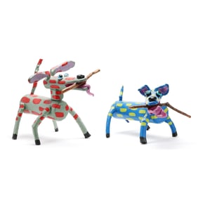 Julie Libby (NC), Two Folk Carved and Painted Wood Dogs
