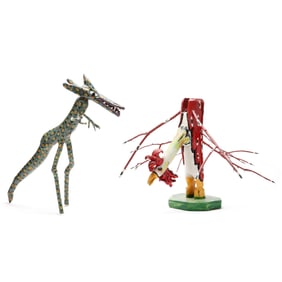 Julie Libby (NC), Two Folk Carved and Painted Creatures