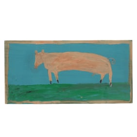 Jimmie Lee Sudduth (American, 1910-2007), Pig in a Landscape