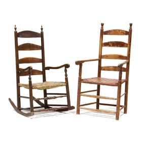 Two Early American Ladder-Back Chairs