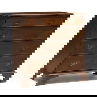 North Carolina Chippendale Walnut Chest of Drawers: North Carolina Chippendale Walnut Chest of Drawerscirca 1810, yellow pine secondary, top with applied molded edge, four cock beaded drawers, applied molded edge at base, distinctive straight bracket f
