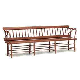 Antique Painted Windsor Style Railroad Bench