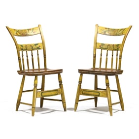 Antique Pair of American Painted Fancy Chairs