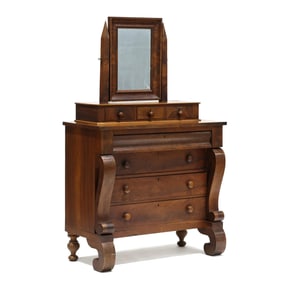 American Classical Mahogany Chest of Drawers with Mirror