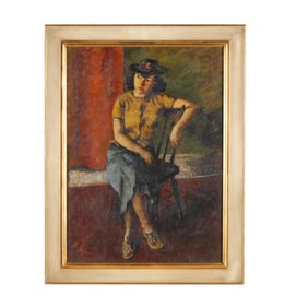 Frederick Lyder Frederickson (Norwegian-American, b.1905), Seated Woman with Hat