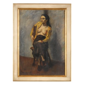 Frederick Lyder Frederickson (Norwegian-American, b.1905), Seated Woman with Open Blouse