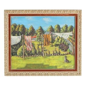 Rudolph Robinor (Russian-American, circa 1899-1994), Catskills, New York Laundry Line