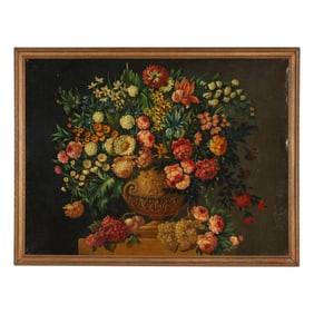 American School (19th Century), Still Life with Classical Urn and Flowers