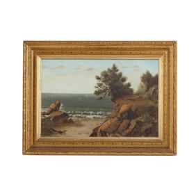 American School (19th Century), Rocky Coastline with Figures