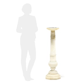 Carved Neoclassical Style Alabaster Columnar Pedestal