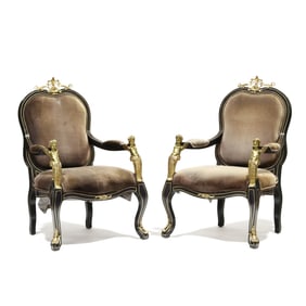 Pair of French Empire Larger Fauteuils