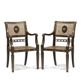 Pair of Louis XVI Style Chinoiserie Fauteuil