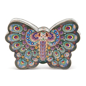 A Large Chinese Cloisonné Butterfly Box