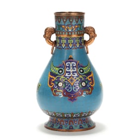 A Large Chinese Cloisonné Hu Shaped Vase
