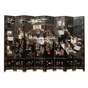 Large Chinese Coromandel Eight Panel Floor Screen