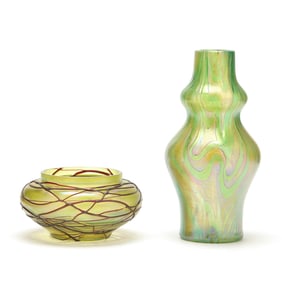 Two Vintage Bohemian Glass Vases