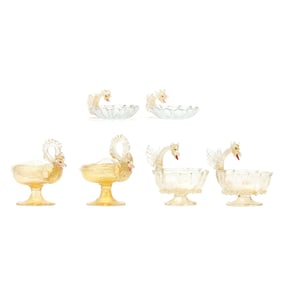 Three Pair of Venetian Glass Figural Condiment Dishes